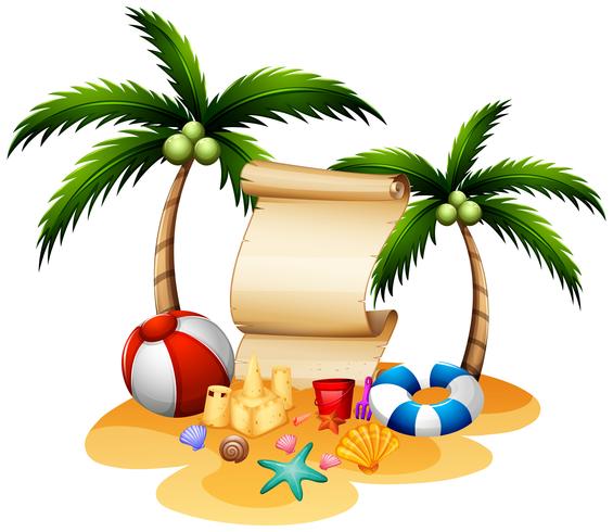 Banner template with beach items vector