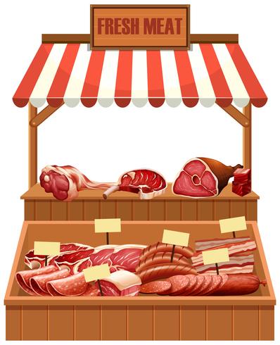 Isolated fresh meat stall vector