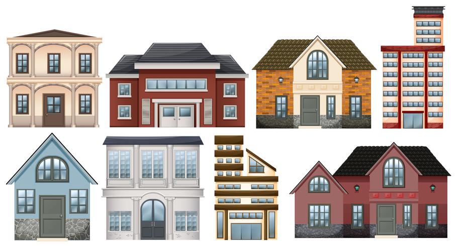Different designs of buildings vector