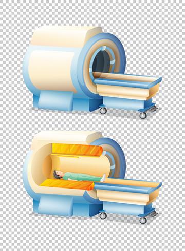 MRI scan with and without patient vector