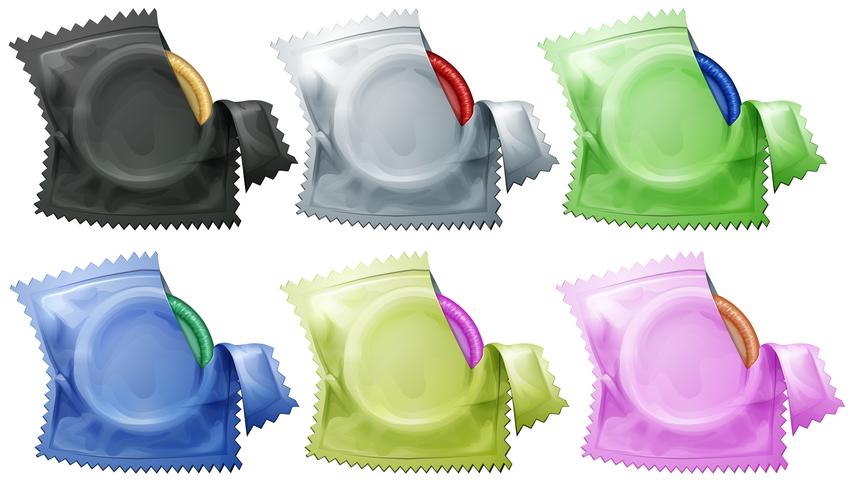 Una colección de condones. vector