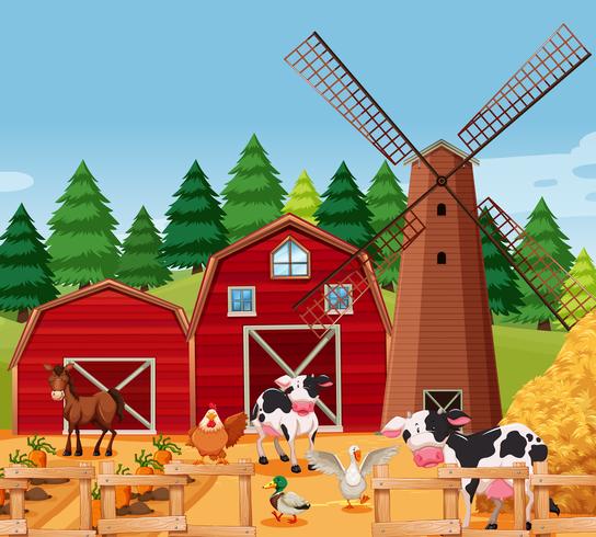 Farm scene with animals - Download Free Vector Art, Stock Graphics & Images