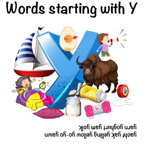 Words starting with Y on white background vector