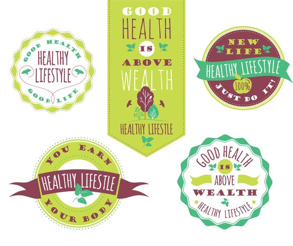 Set of Healthy Lifestyle Labels and Signs With Retro Typography. vector