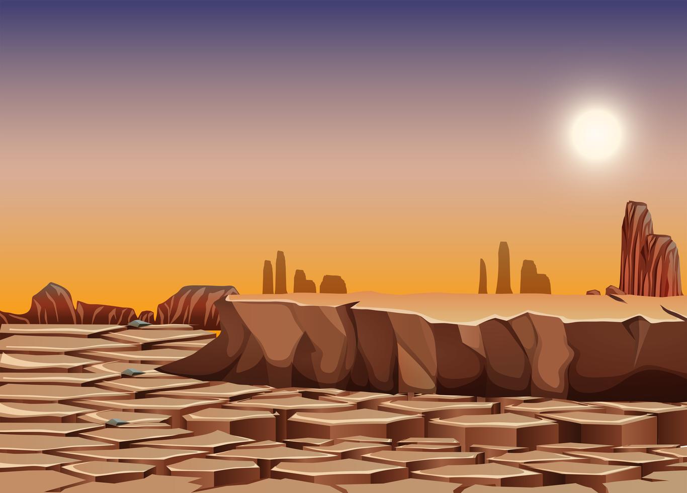 Dry desert landscape scene 293221 Vector Art at Vecteezy
