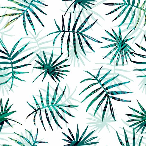 Seamless exotic pattern with tropical palm leaves. vector