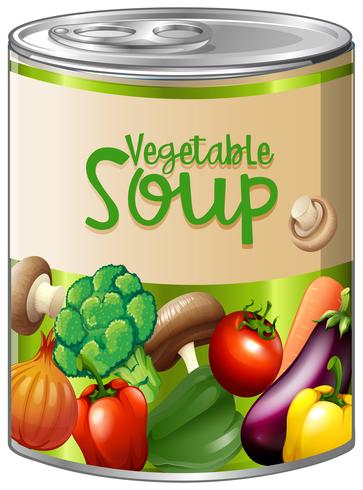 Vegetable soup in aluminum can vector