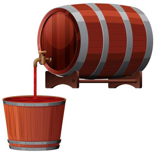 Un vector de barril de vino rojo