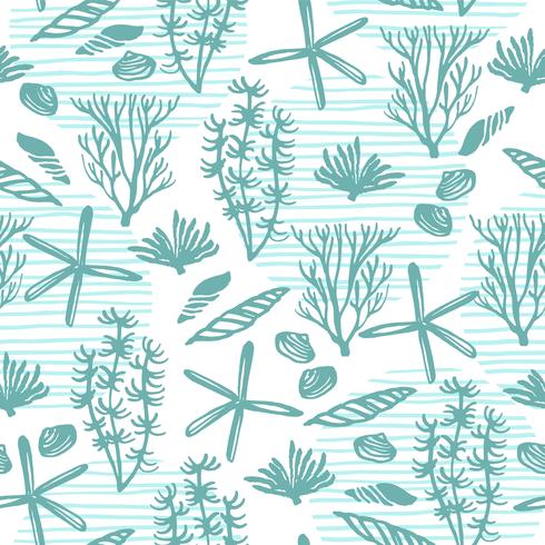 Trendy sea seamless pattern with hand texture. vector