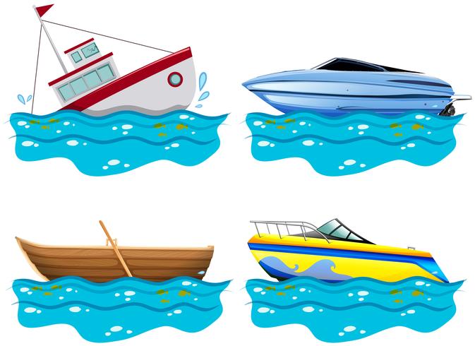 Cuatro tipos diferentes de barcos. vector