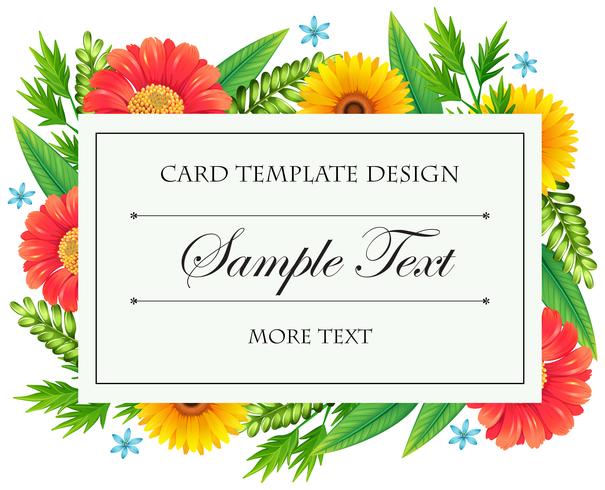 Card template with colorful flowers vector