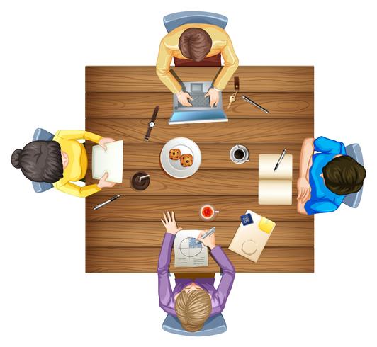 Top view of working table vector