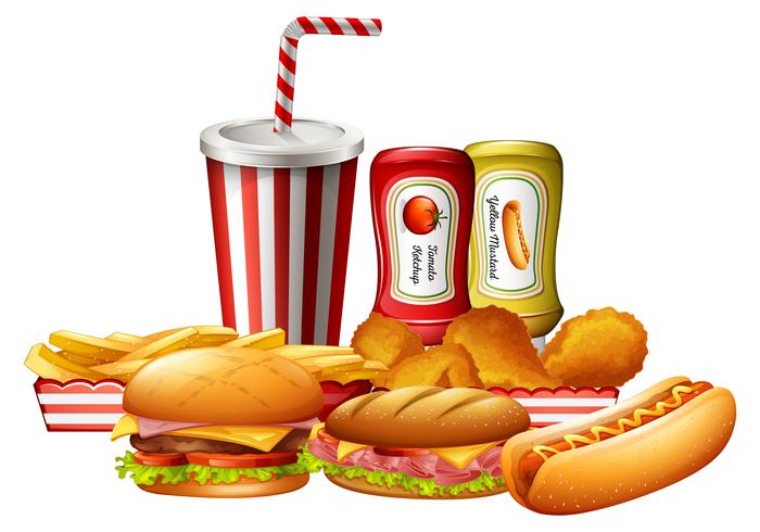 A set of unhealthy fast food vector