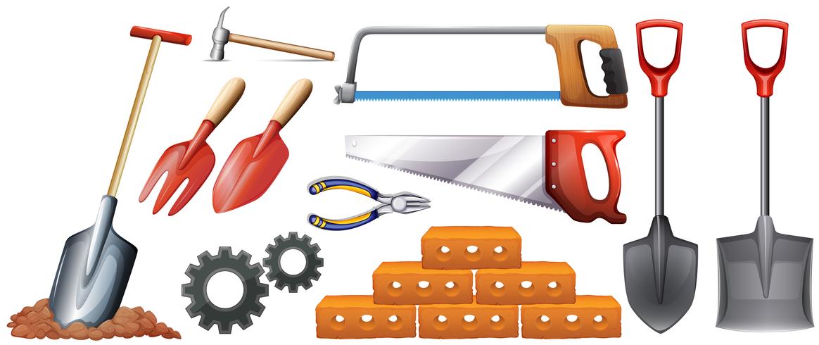 Diferentes tipos de herramientas de construcción. vector