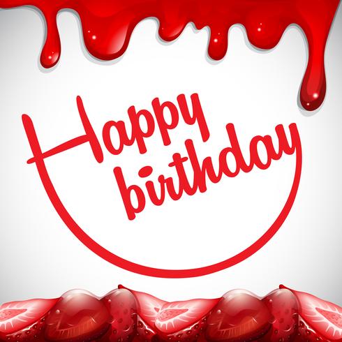 Birthday card template with strawberry jam vector