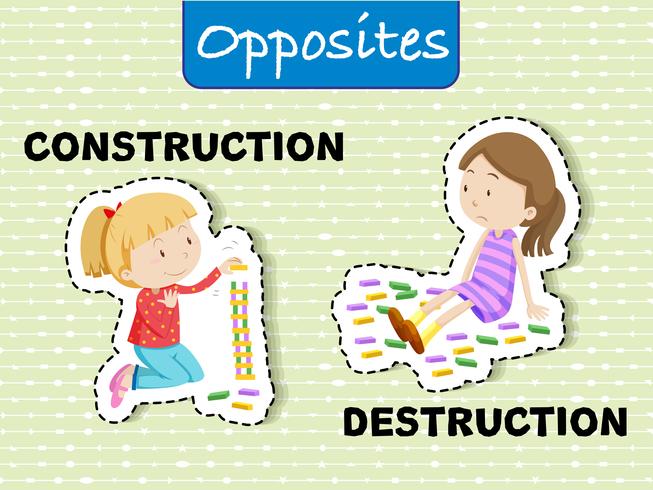 Opposite words for construction and destruction vector