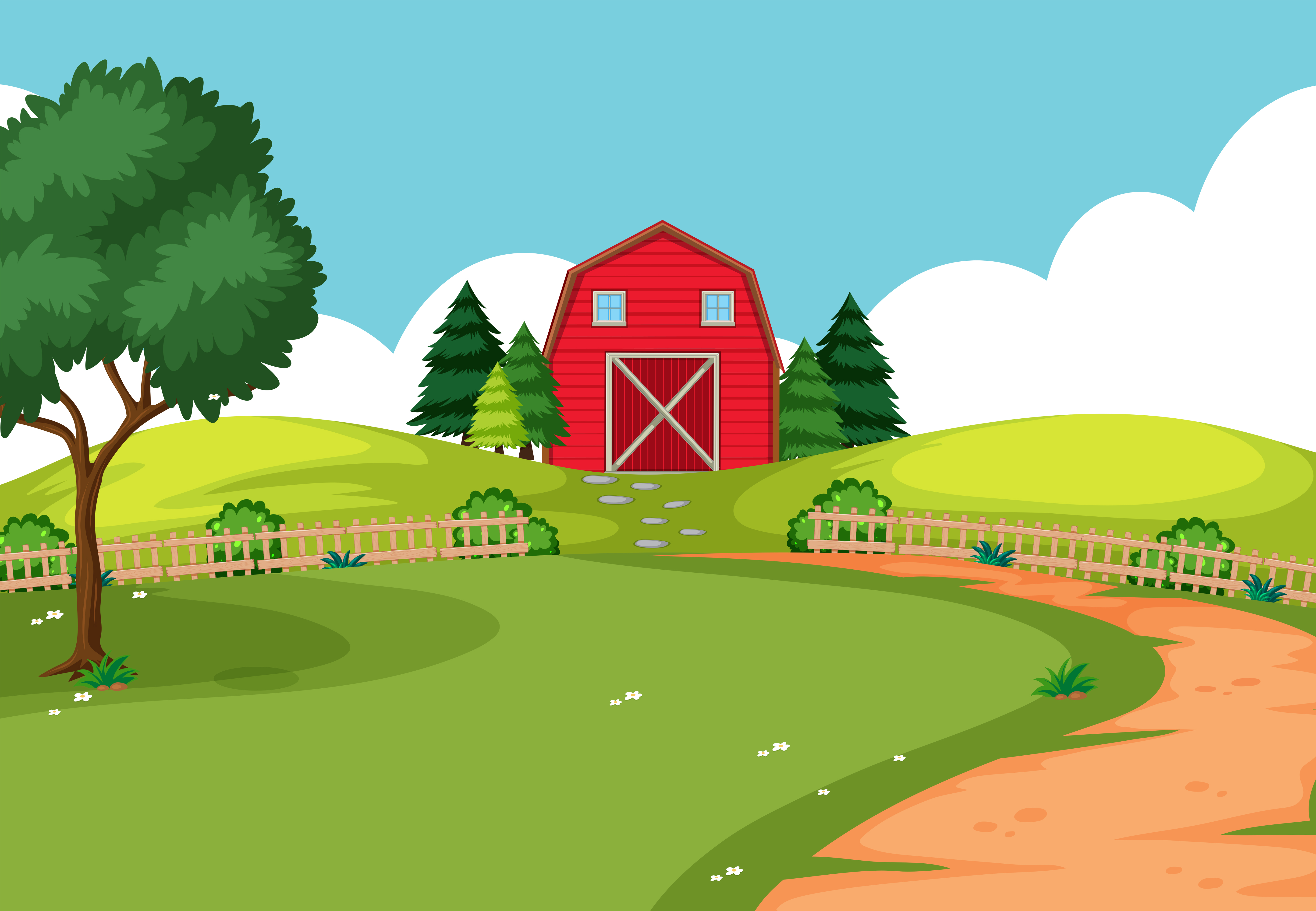 An Outdoor Farm Landscape 293406 Vector Art At Vecteezy