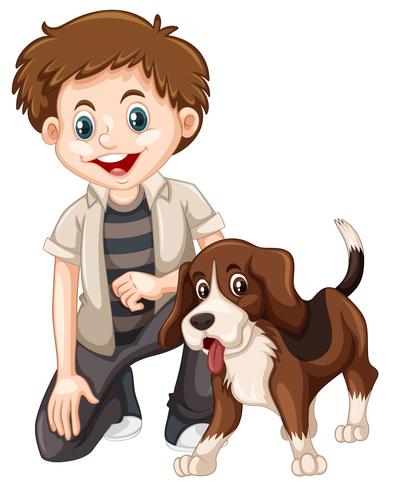 A boy and dog vector