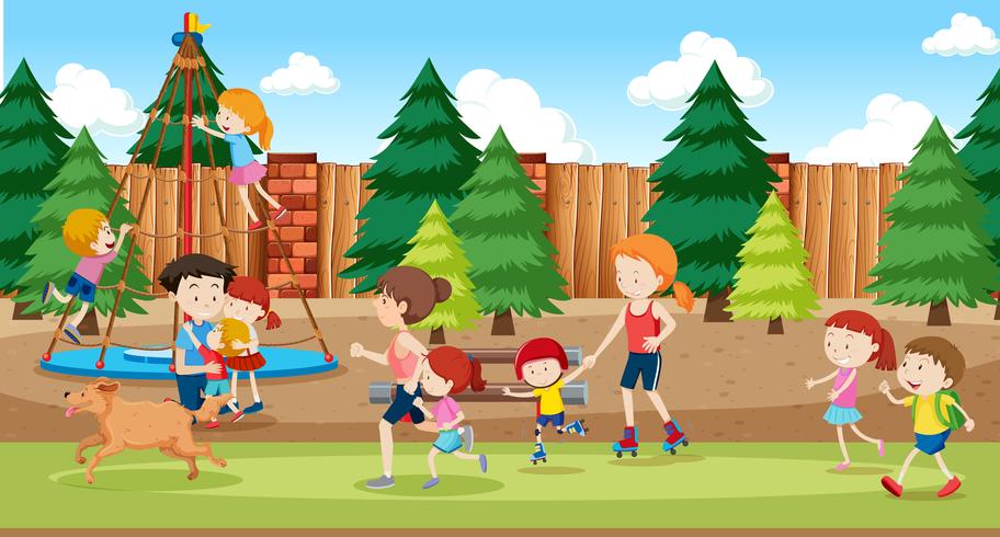 People at playground background vector