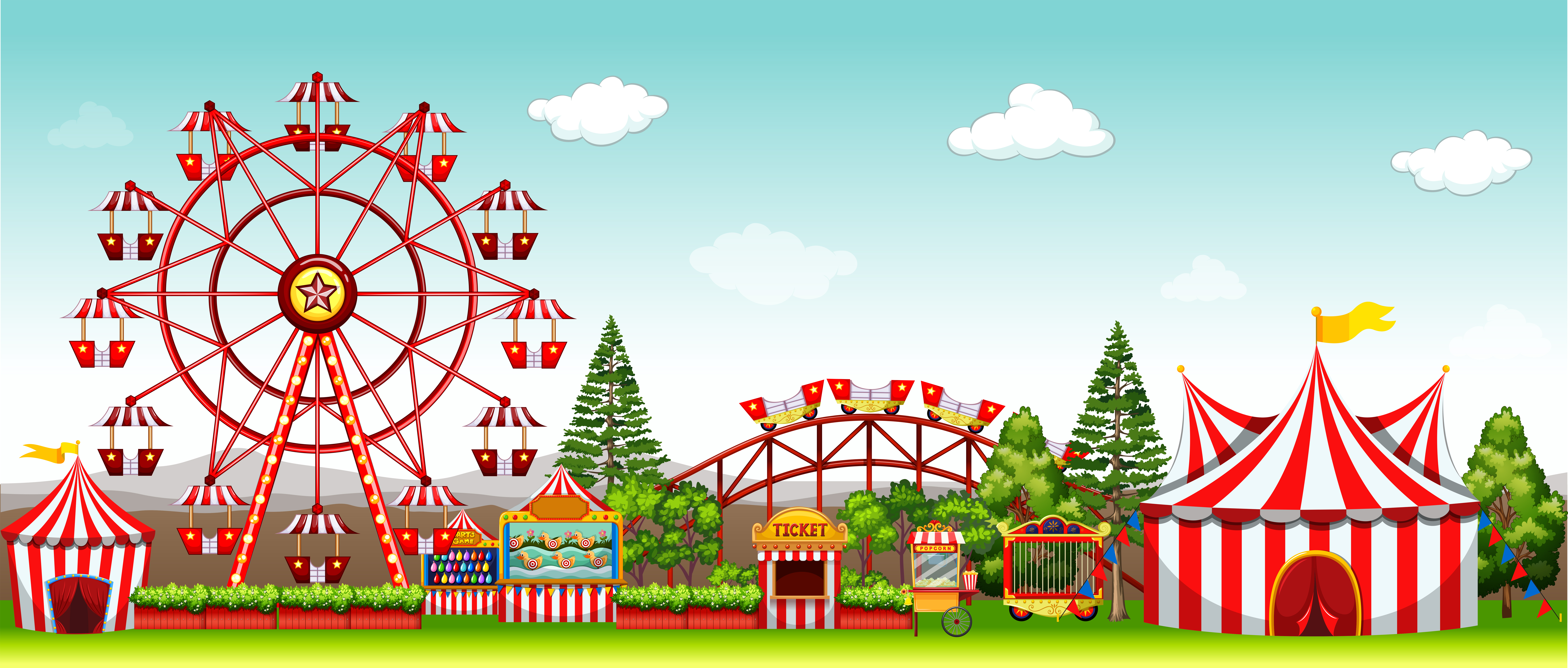 Amusement park at daytime 293420 Vector Art at Vecteezy