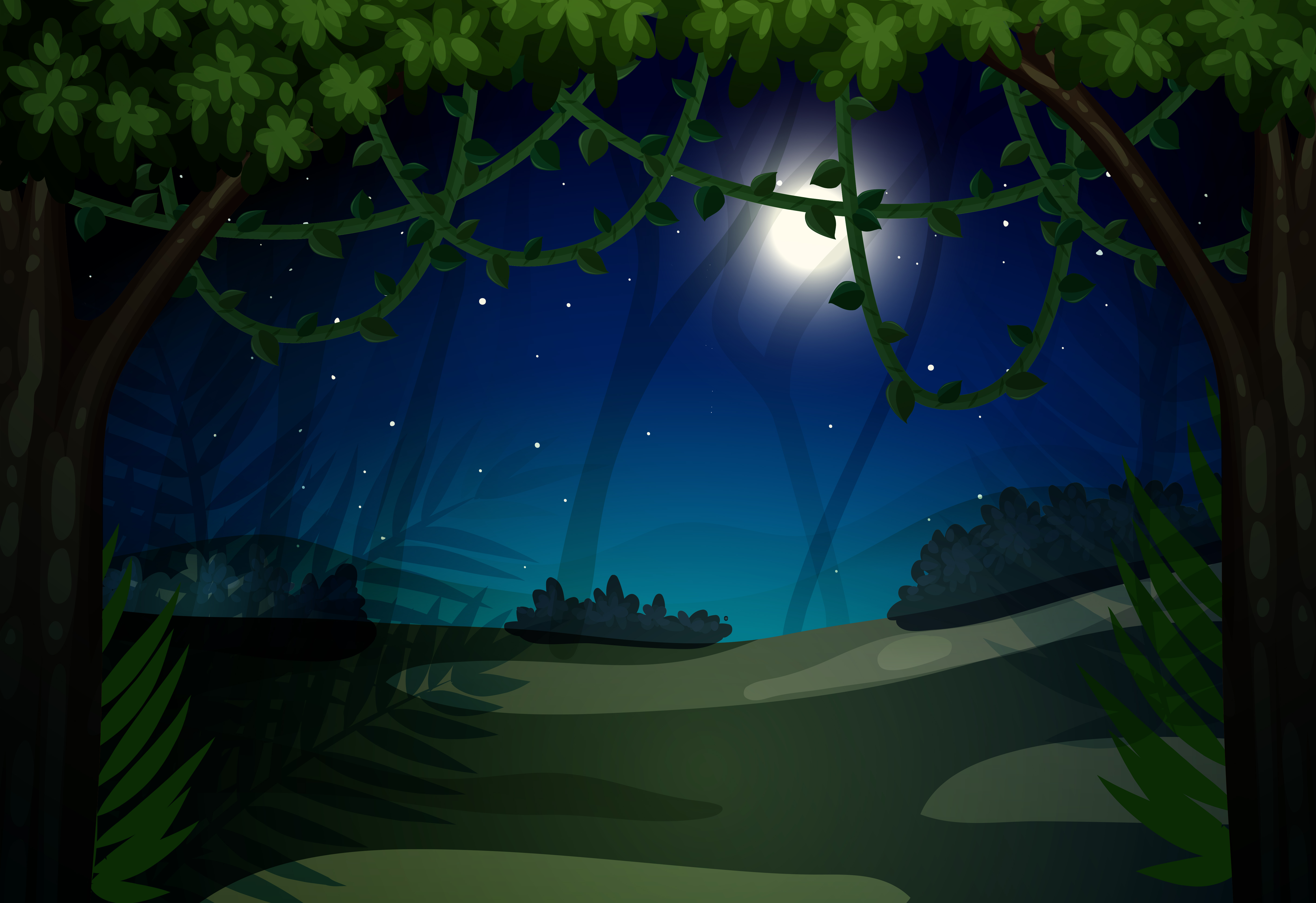 Dark night at forest 293443 Vector Art at Vecteezy