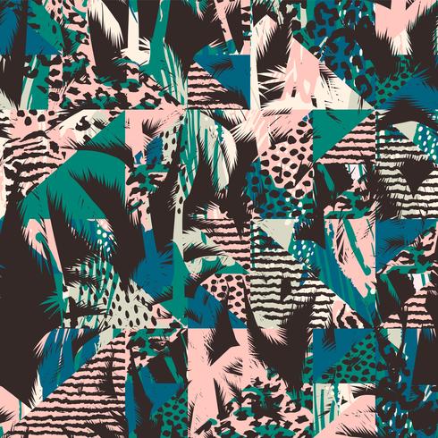 Trendy seamless exotic pattern with palm and animal prins vector