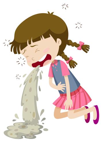 Little girl vomiting from food poisoning vector