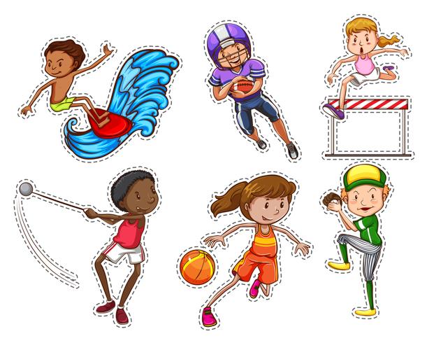 Personas haciendo diferentes tipos de deportes. vector