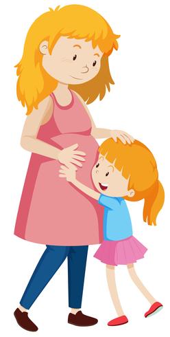 A pregnant mother and daugther 293491 Vector Art at Vecteezy