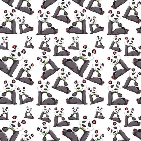 Panda on seamless pattern vector