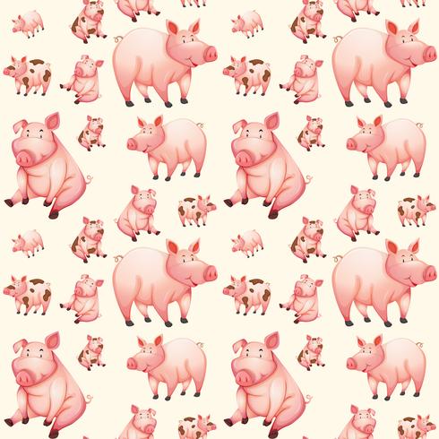 Pink pig seamless pattern vector