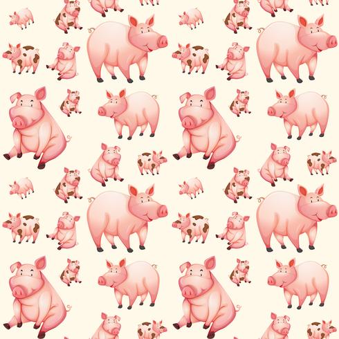 Pink pig seamless pattern vector