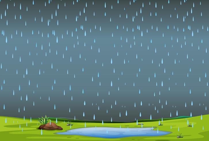 lluvia que cae sobre el paisaje simple vector