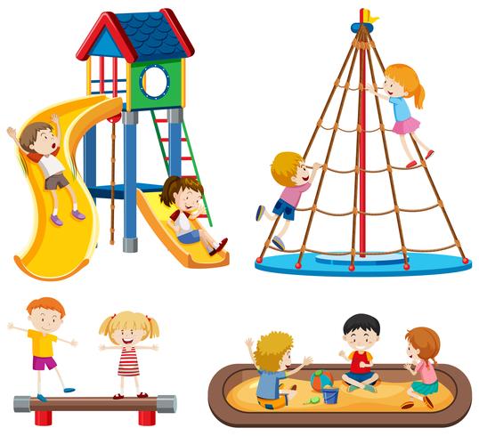 Set of playground scenes vector