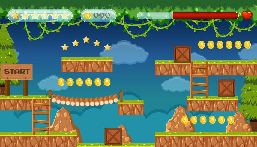A Jungle Jumping Game Template vector