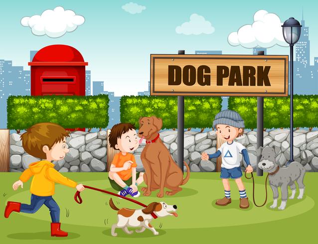 People in dog park vector