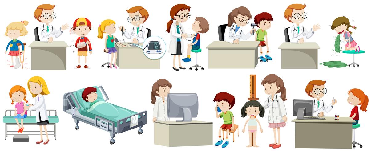 A Set of Doctor and Kid - Download Free Vector Art, Stock Graphics & Images