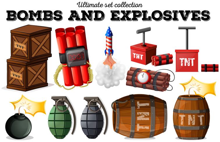 Bombs and explosive objects vector