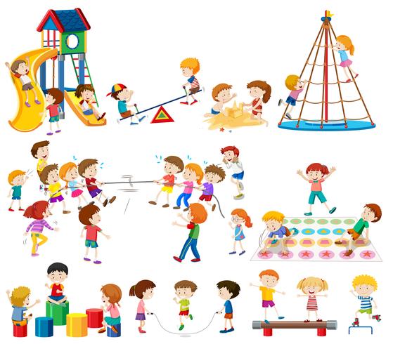 Set of Children at playground - Download Free Vector Art, Stock Graphics & Images