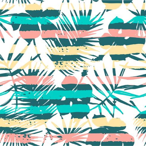 Seamless exotic pattern with tropical plants. vector