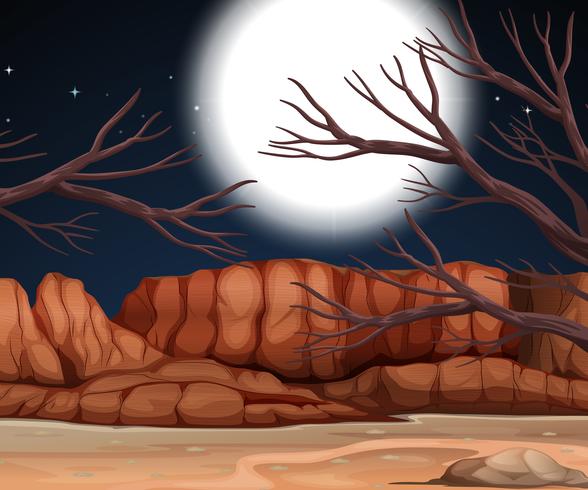 Escena del desierto en la noche vector