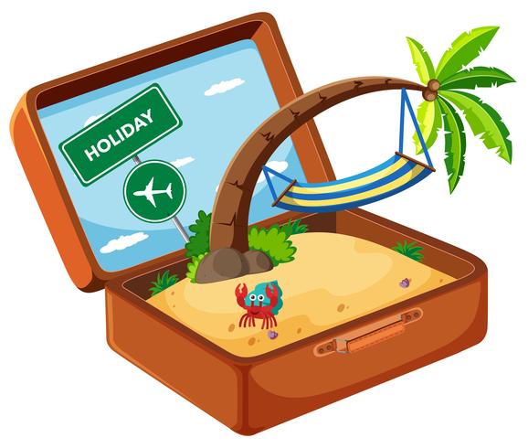Summer element in suitcase vector