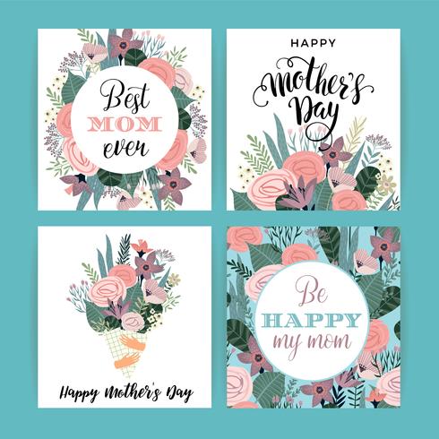 Happy Mothers Day. Vector template with flowers.