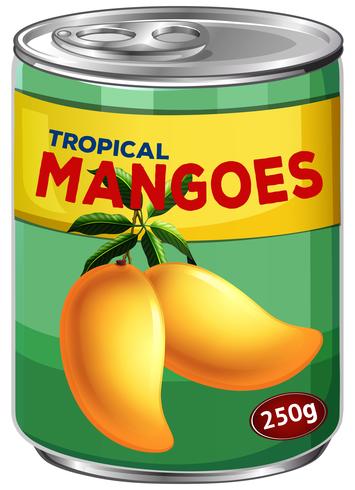 Lata de mangos tropicales vector