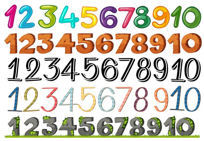 A set of numbers and fonts vector