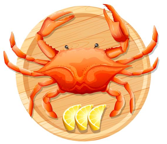 A crab on wooden plate vector