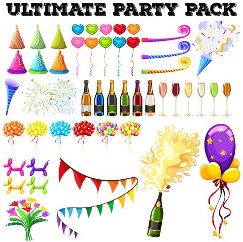 Ultimate party pack with many ornaments vector