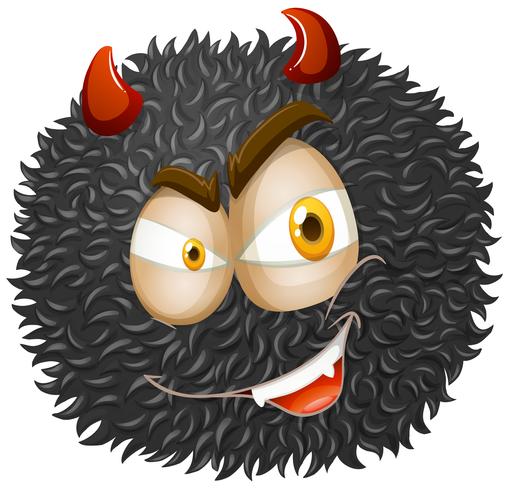 Devil face on fluffy ball vector