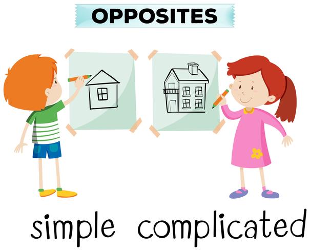 Opposite words for simple and complicated vector