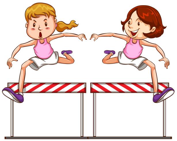 Hurdle race on white background vector